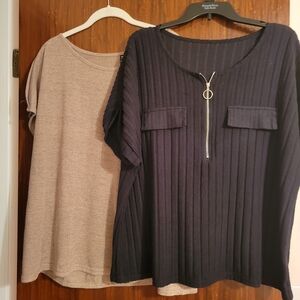 SHEIN Black and Tan Women Tops
